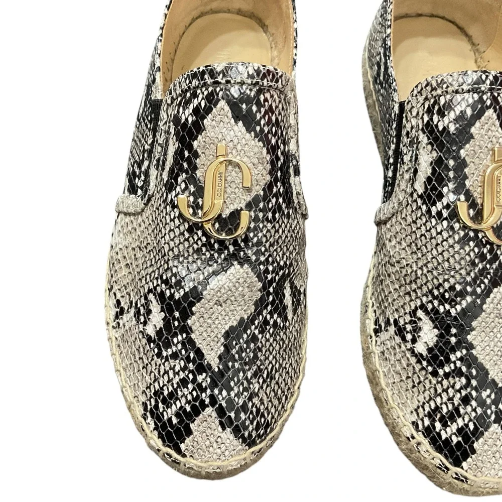Jimmy Choo Espadrille Slip On Snakeskin‎ Loafers Designer Shoes Size 36.5